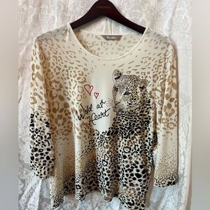 TanJay Wild At Heart soft stretch long sleeve leopard shirt